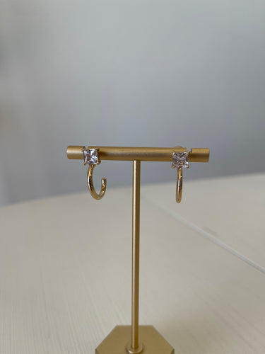Square Stone Hoop Earrings - ShopSpoiled