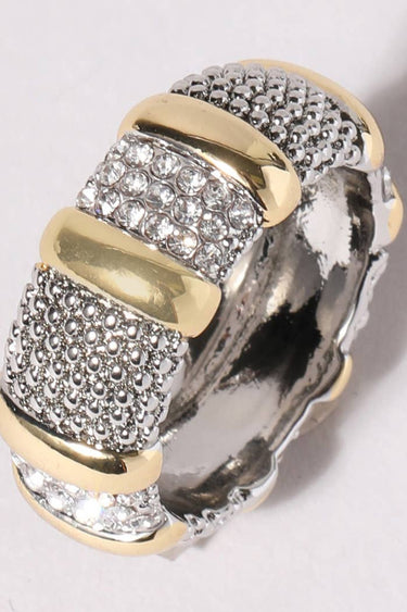 Two Tone Textured CZ Micro Pave Ring - ShopSpoiled