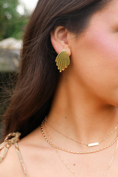 Gold Scalloped Earrings - ShopSpoiled