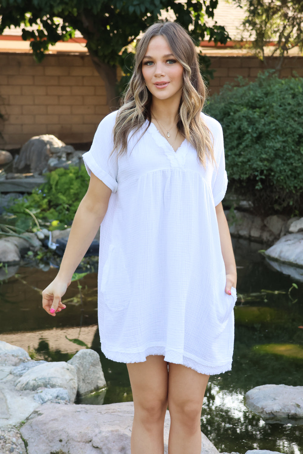 Casually Chic Dress in White - ShopSpoiled