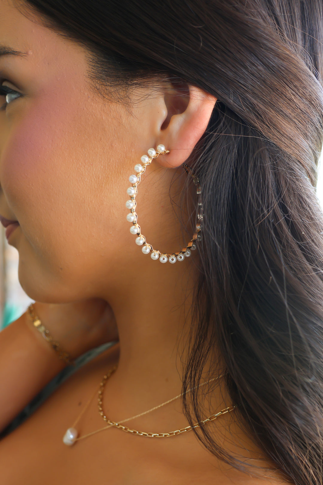 Pearl Hoop Earrings - ShopSpoiled