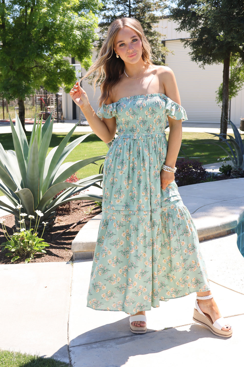 Full Bloom Maxi Dress In Sage - ShopSpoiled