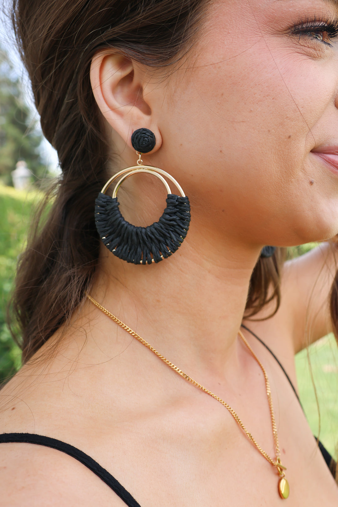 Cabana Day Earring in Black - ShopSpoiled