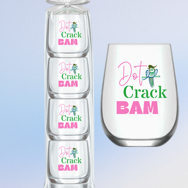 Mahjong Stemless 4 ct Set Wine Glasses "Dot Crack Bam" - ShopSpoiled