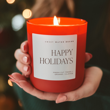 Happy Holidays 15 oz Soy Candle - ShopSpoiled
