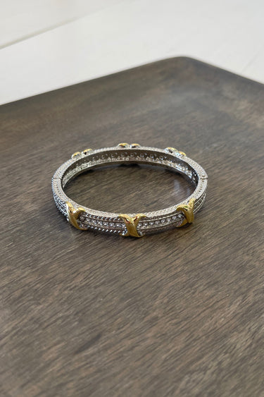 Two Tone Cross X Bracelet - ShopSpoiled