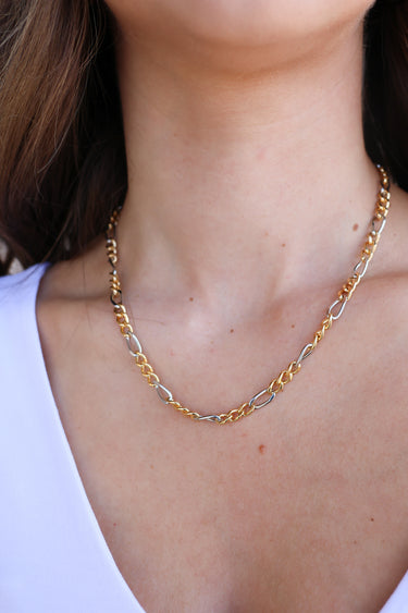 Silver And Gold Chain Necklace - ShopSpoiled