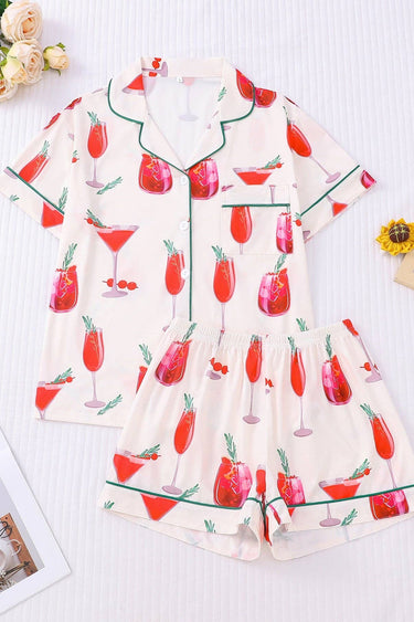 Cocktail Print Pajama Set - ShopSpoiled