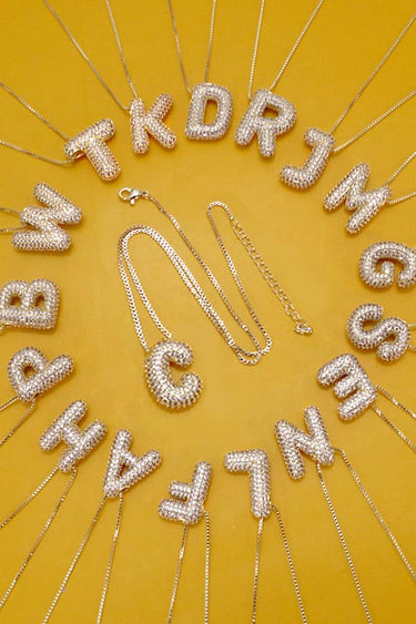Initial Bubble Rhinestone Necklace - ShopSpoiled