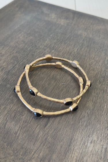 Black Stone 2 Pc. Bangle Set - ShopSpoiled