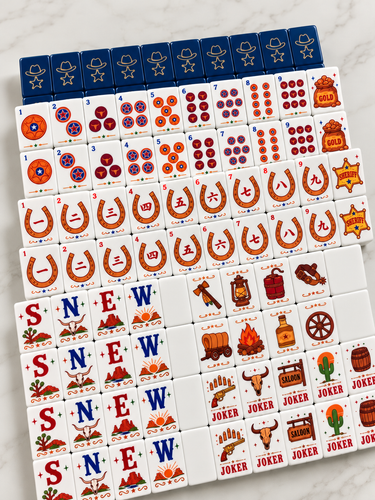 Wild West Sheriff Mahjong Tile Set in Navy - ShopSpoiled