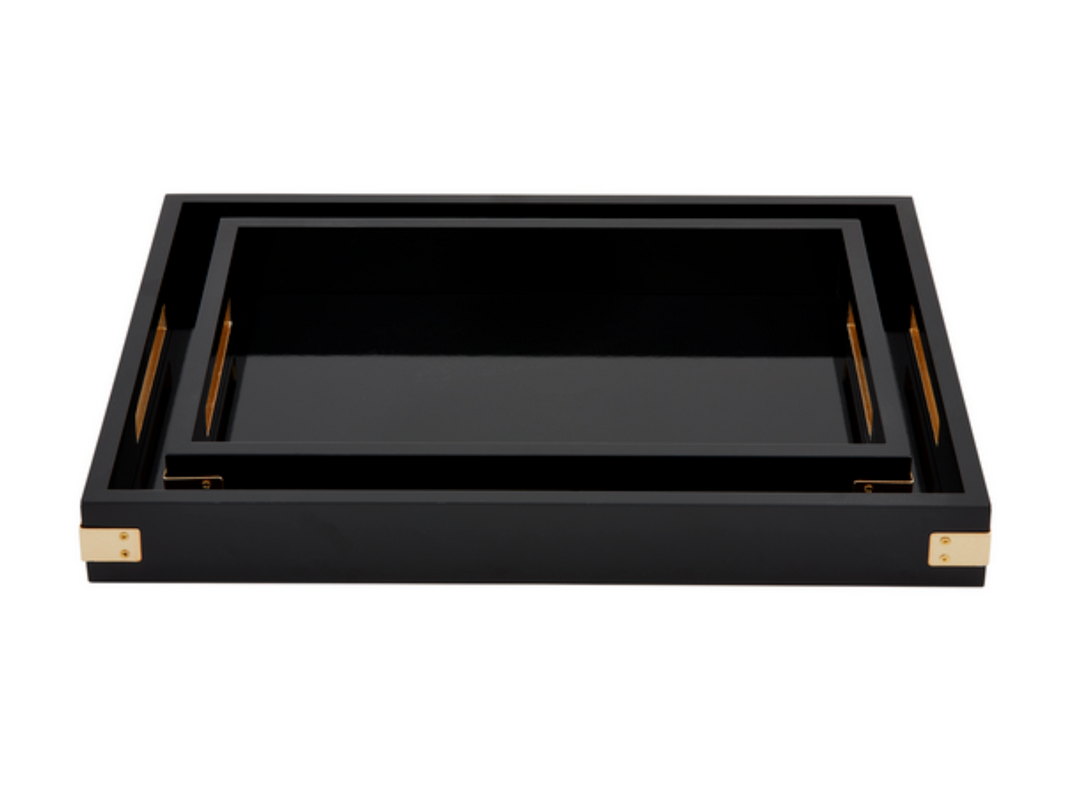 Black Brass Lacquer Trays - ShopSpoiled