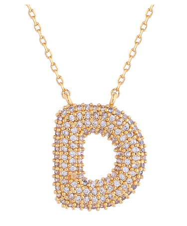Rhinestone Bubble Initial Necklace - ShopSpoiled