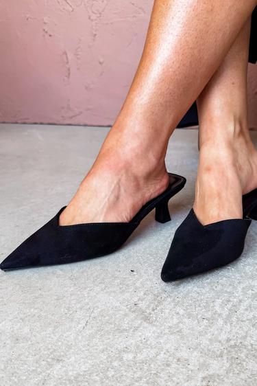 Suede Pointed Kitten Heel - ShopSpoiled
