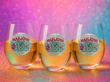 Mahjong Jeweled Stemless Wine Glass - ShopSpoiled