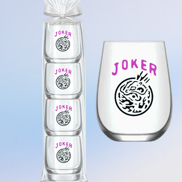 Mahjong Stemless 4ct Set Wine Glasses "Joker" - ShopSpoiled