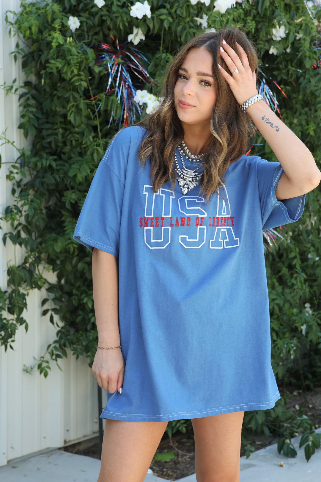 USA Embroidered Tee - Shop Spoiled Boutique 