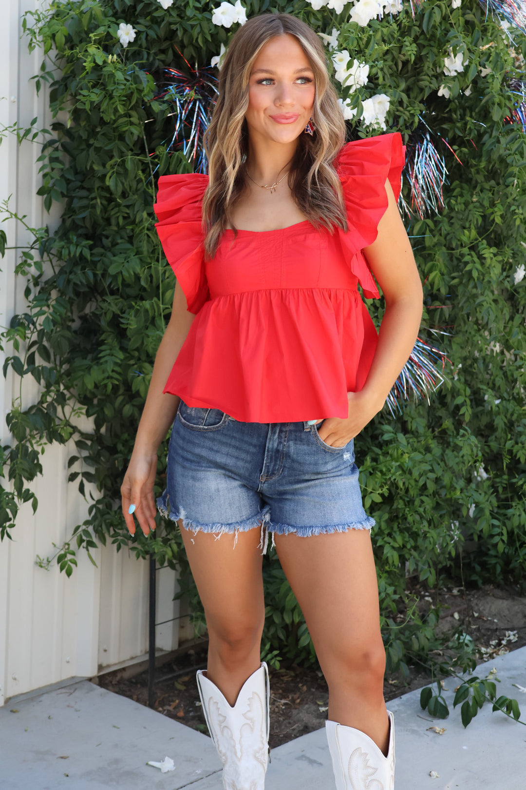 Coastline Stroll Top in Red - Shop Spoiled Boutique 