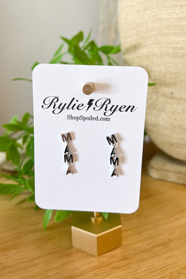 MAMA Dangle Earrings In Silver - ShopSpoiled