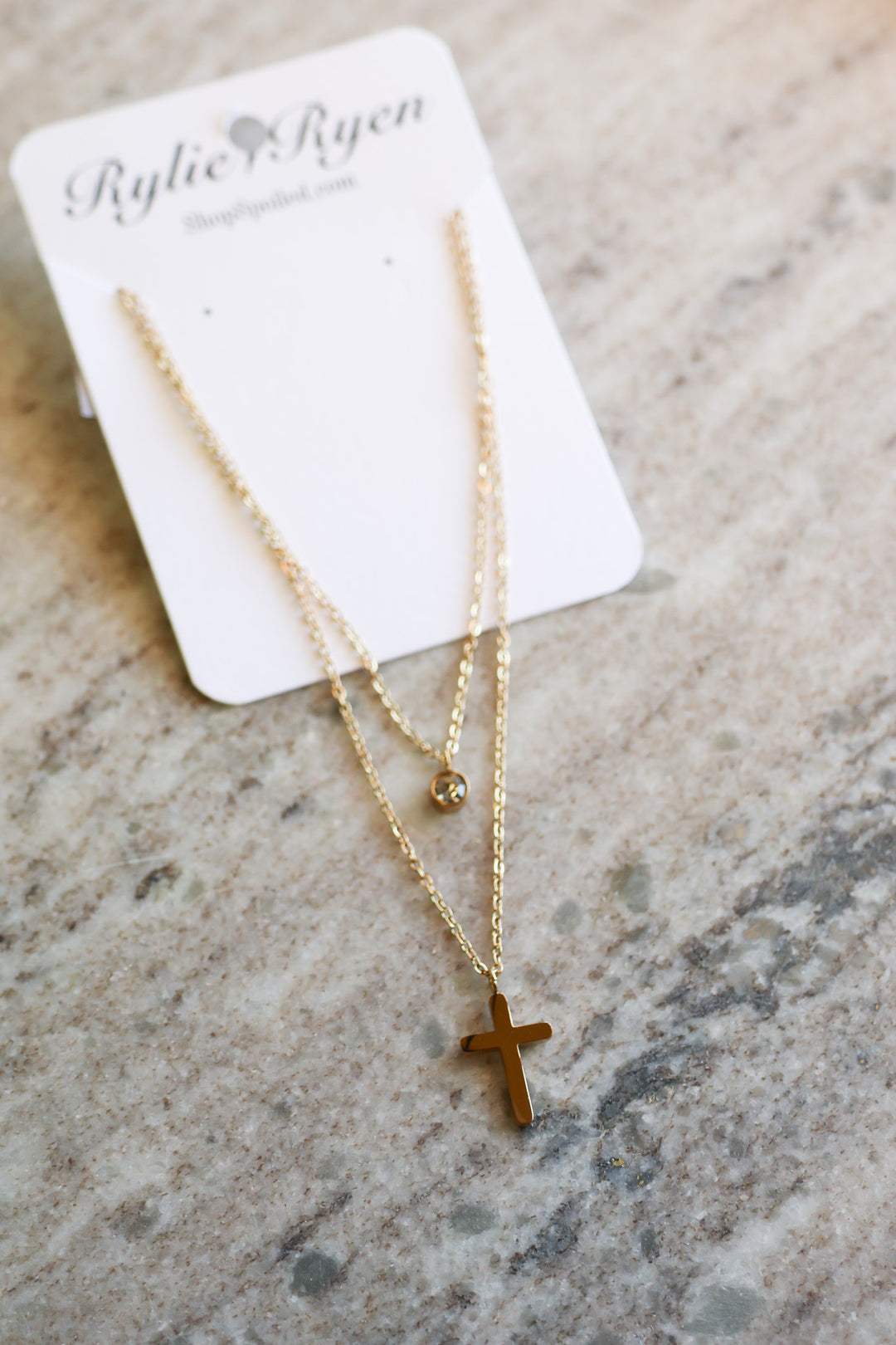 Simple Cross Layered Necklace in Gold - ShopSpoiled