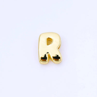 24K Gold Filled 20mm Personalized Cord Chubby Bubble Initial Letter Alphabet Bead | AF105 - AF117 - ShopSpoiled