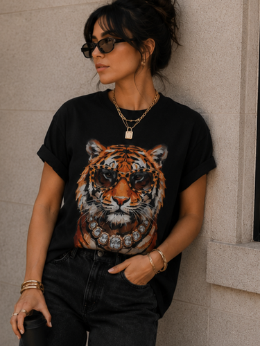 Glam Tiger Graphic Tee - ShopSpoiled