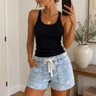 Paisley Lace-Up Denim Shorts - ShopSpoiled