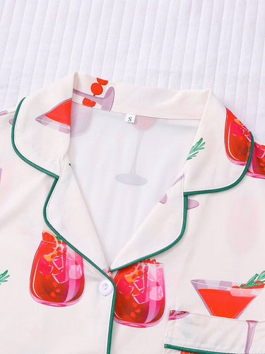 Cocktail Print Pajama Set - ShopSpoiled