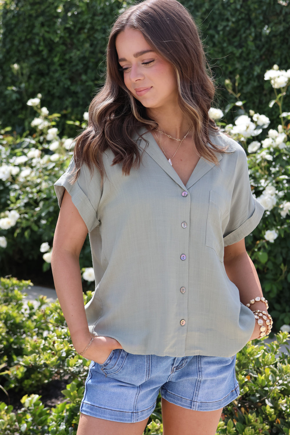 Brighter Days Ahead Top In Sage - ShopSpoiled