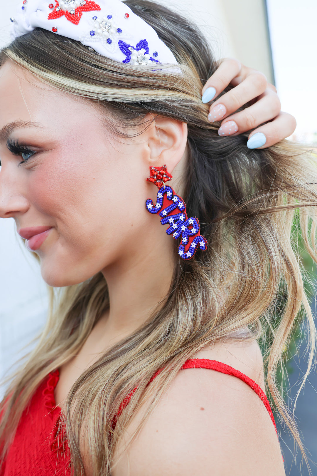 Stars and Stripes Beaded Earrings - ShopSpoiled