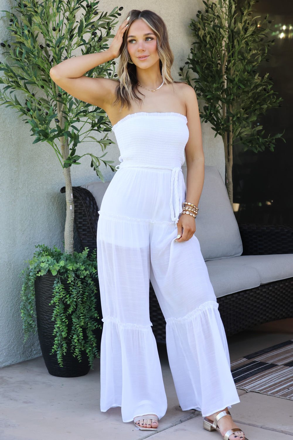 One Way Ticket Jumpsuit In White - ShopSpoiled