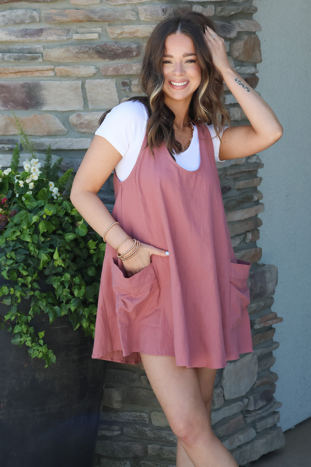 Free To Stay Dress In Mauve - ShopSpoiled