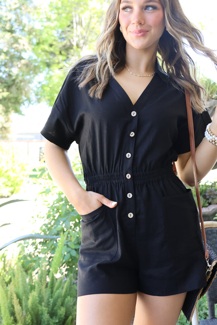 Simple Times Romper In Black - ShopSpoiled
