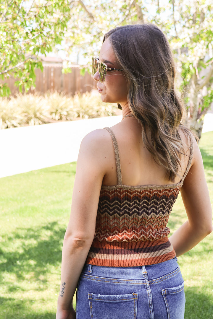 70's Beach Vibe Tank In Brown - ShopSpoiled