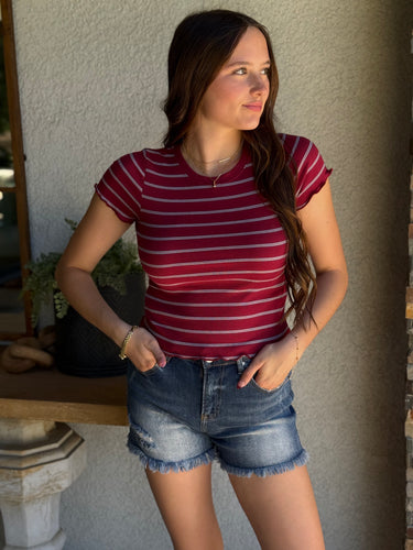 Striped Ruffled Baby Tee - ShopSpoiled