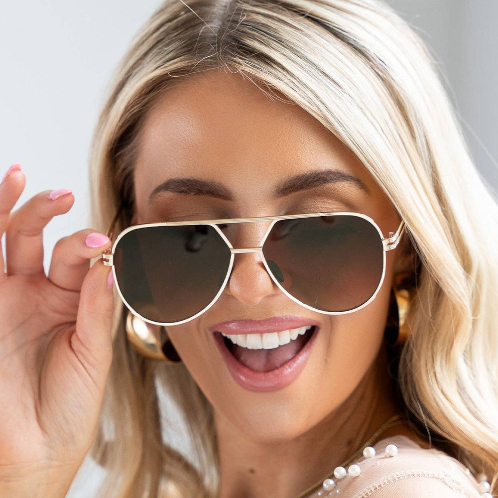 Untangled X Emily - Tangle Free - Brown Aviator Sunglasses - ShopSpoiled