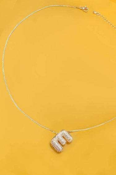 Initial Bubble Rhinestone Necklace - ShopSpoiled