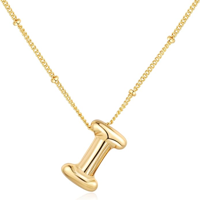 Bubble Initial Necklace In Gold - ShopSpoiled