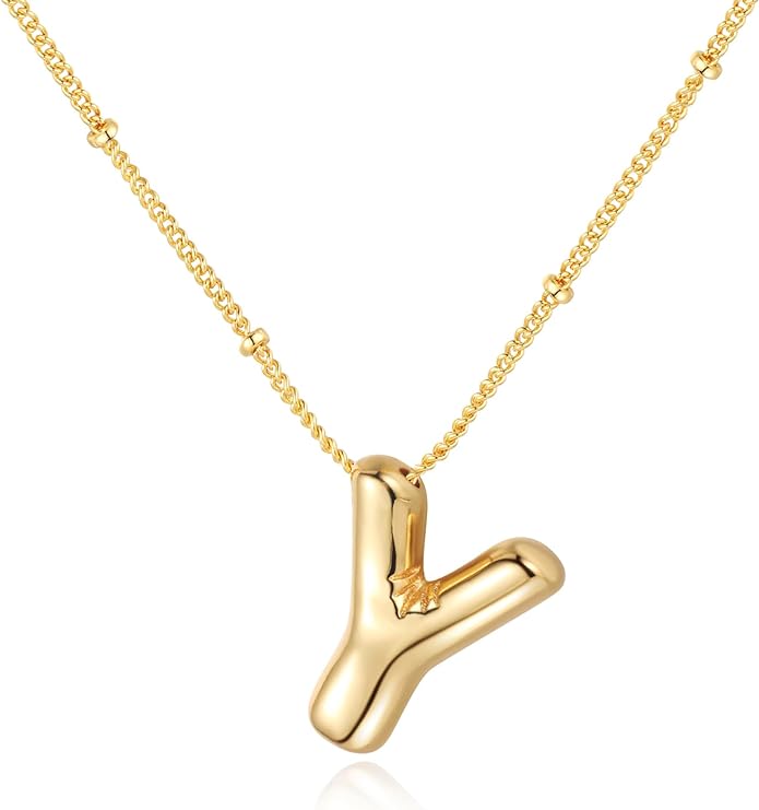 Bubble Initial Necklace In Gold - ShopSpoiled