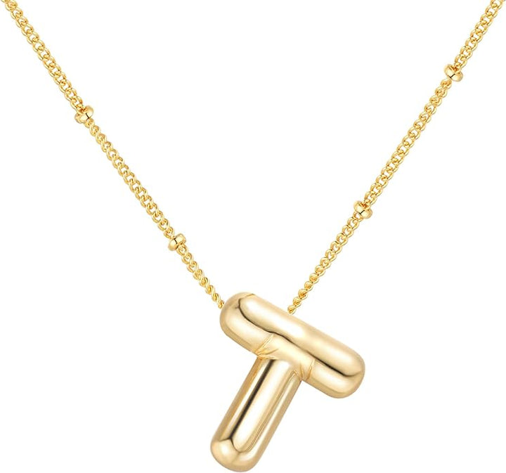 Bubble Initial Necklace In Gold - ShopSpoiled
