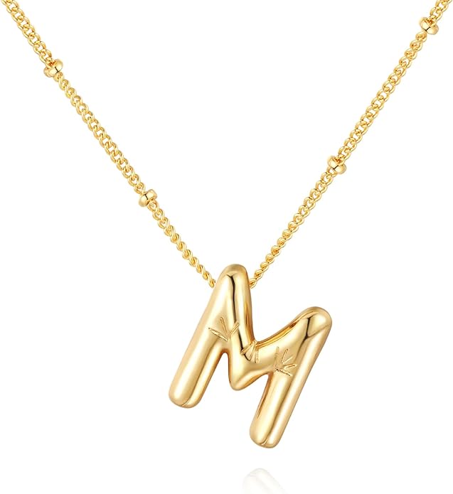 Bubble Initial Necklace In Gold - ShopSpoiled