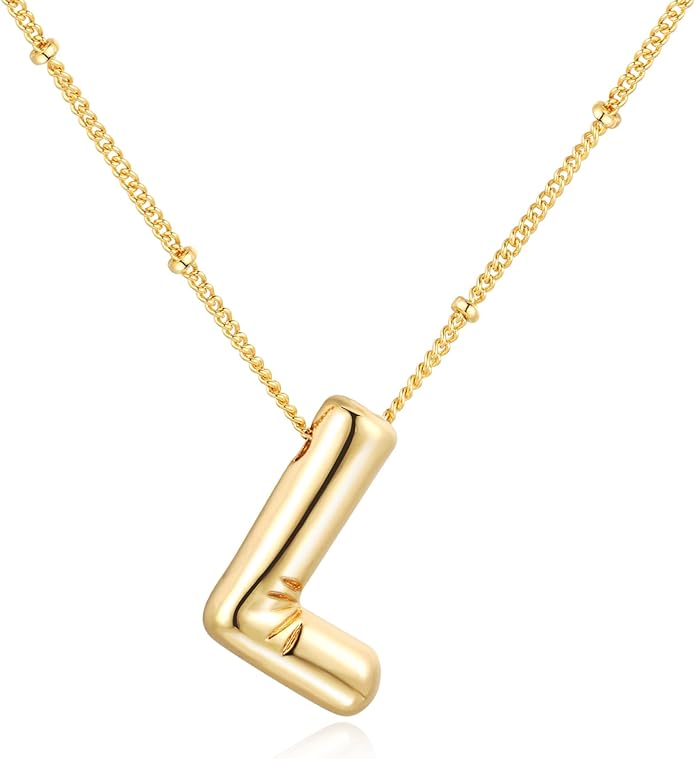 Bubble Initial Necklace In Gold - ShopSpoiled