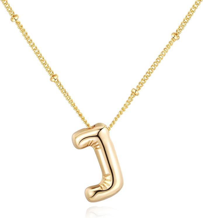 Bubble Initial Necklace In Gold - ShopSpoiled