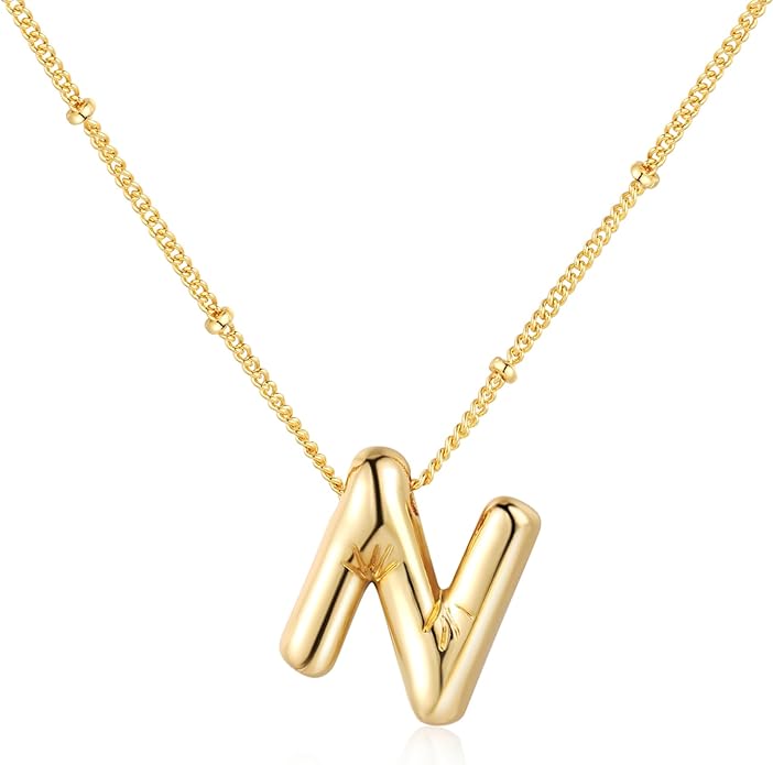 Bubble Initial Necklace In Gold - ShopSpoiled