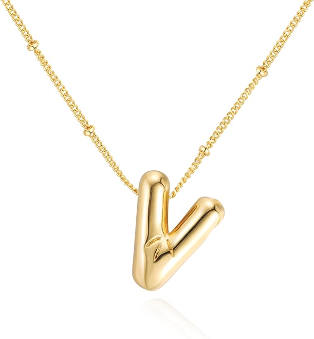 Bubble Initial Necklace In Gold - ShopSpoiled