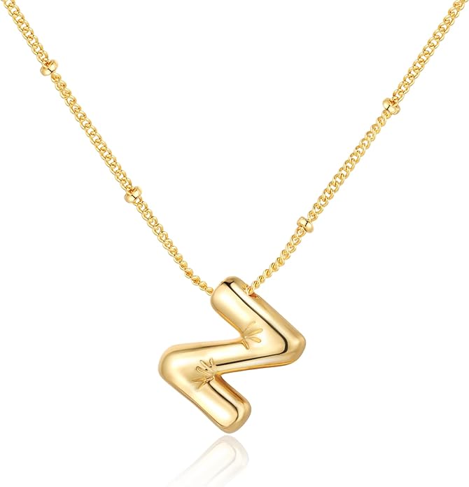 Bubble Initial Necklace In Gold - ShopSpoiled