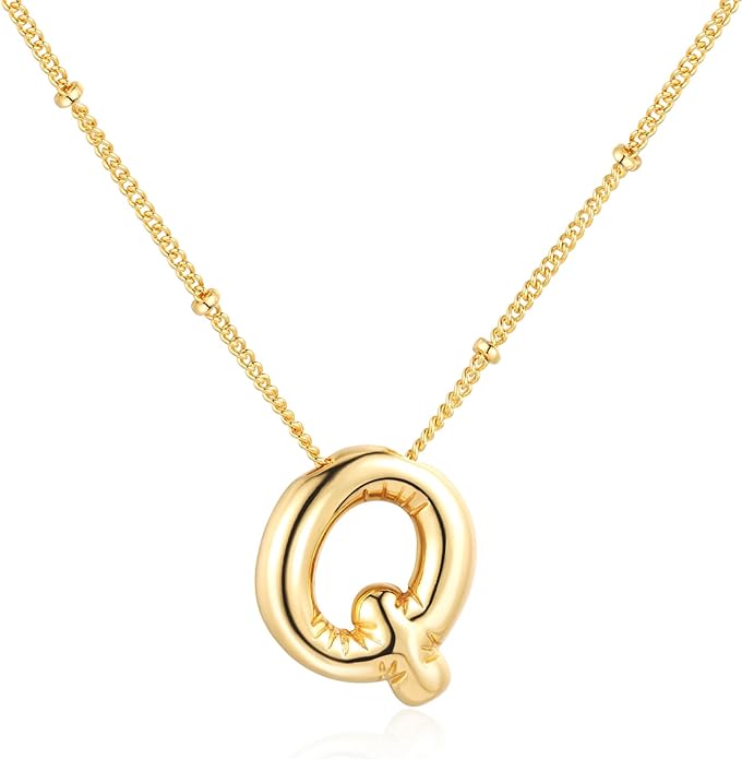 Bubble Initial Necklace In Gold - ShopSpoiled