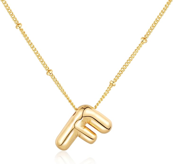 Bubble Initial Necklace In Gold - ShopSpoiled