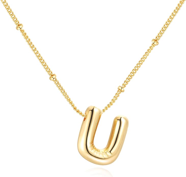 Bubble Initial Necklace In Gold - ShopSpoiled