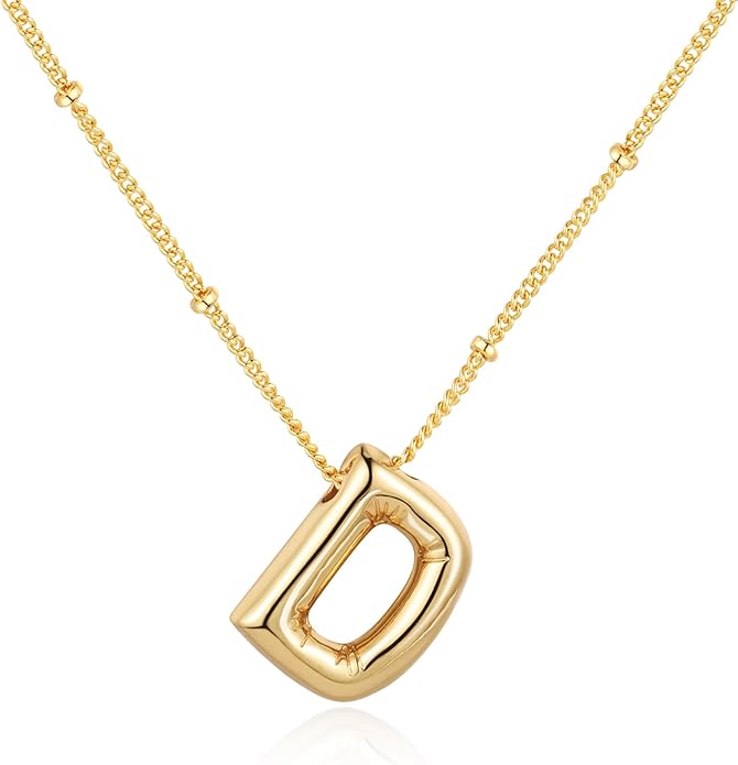 Bubble Initial Necklace In Gold - ShopSpoiled